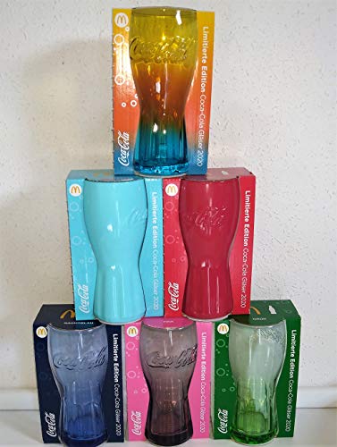 Coca-Cola, bicchieri in vetro, edizione limitata, set da 6, Mc Donald's, 2020, Germania, bicchieri da collezione