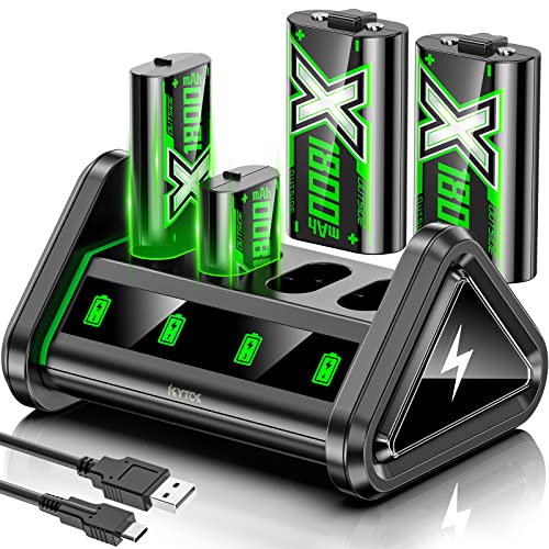 Kytok Batteria Ricaricabile per Controller Xbox One/Series X|S/Xbox Elite, 4 x 1800 mAh Alta capacità Ricarica Pacco Batteria & Ricarica Controller per Xbox Series X|S/Xbox One
