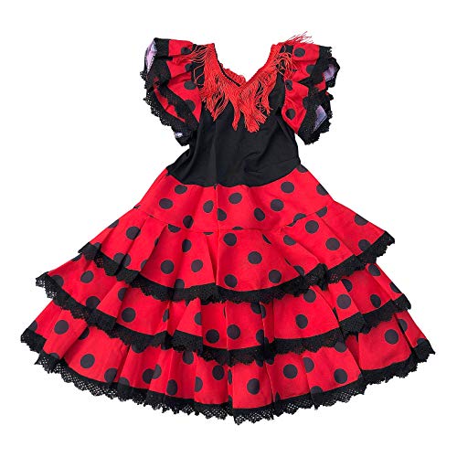 La Senorita Vestito Flamenco Spagnolo/Costume Niño Lusso Rosso Nero - per Ragazzi/Bambini (Taglia 2, 80-86 - 60 cm, 1/2 Anni)