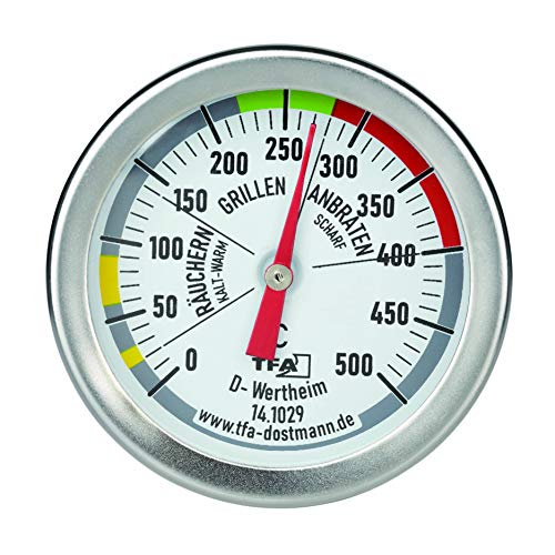TFA Dostmann 141029 - Termometro per barbecue, 14.1029, per la misurazione della temperatura di cottura, in acciaio inox 18/8, colore: argento