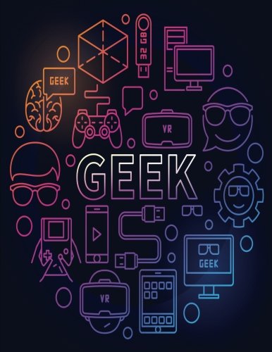 2017, 2018, 2019 Weekly Planner Calendar - 70 Week - Geek Out: Physics, Math, Diagrams, and Geek Gear, Gradient Color - Black BG