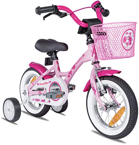 Prometheus bicicletta bambini 3-5 anni da 12 Pollici per bambina bicicletta con rotelle e contropedale Modello 2021 in rosa e bianco