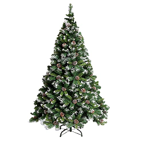 VA-Cerulean - Albero di Natale artificiale, ignifugo, montaggio rapido, con supporto (PVC verde con effetto neve, 180 cm)
