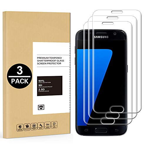 [3 Pezzi] Pellicola Vetro Temperato Samsung Galaxy S7 Edge, 9H Durezza Protezione Dello Schermo [Protezione Antigraffi] [HD Trasparente] [Cover Compatibile] [Senza Bolle]