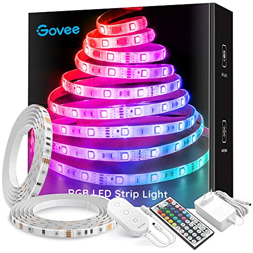 Govee Striscia LED RGB 10M, Cambiamento di Colore Kit Completo con 44 Tasti Telecomando IR & Alimentatore Led Strip Illuminazione per Giardino, Bar, Festa
