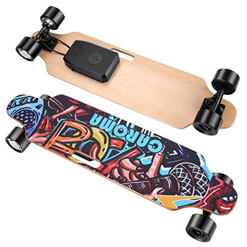 Caroma 37' Skateboard elettrico longboard adulti, con telecomando wireless, motore brushless longboard, velocità massima 24.8 KMH, portata 15 km
