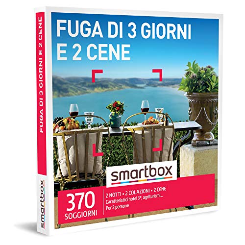 smartbox - Cofanetto Regalo Fuga di 3 Giorni e 2 cene - Idea Regalo per Coppie - 2 Notti con Colazione e 2 cene per 2 Persone