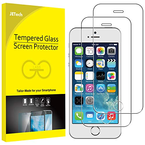 JETech Pellicola Protettiva per iPhone SE (Edizione 2016), iPhone 5S, iPhone 5 e iPhone 5C, Protezione in Vetro Temperato Film, Pacco da 2