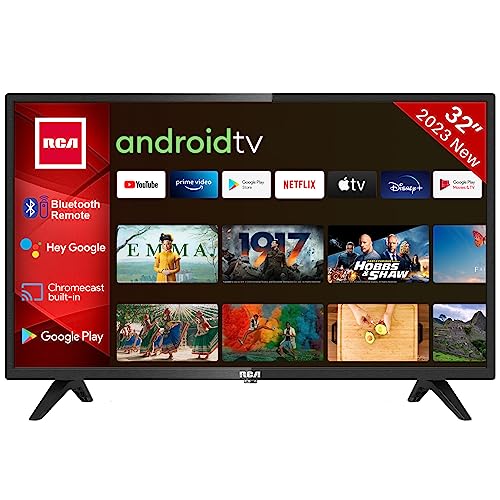 RCA RS32H2 Smart TV 32 pollici (80 cm) 720p Android TV con Google Assistant, Netflix, Chromecast, Prime Video, YouTube, Google Play Store, Disney+, BT remote, Wifi, Triple Tuner (DVB-C/T2/S2)