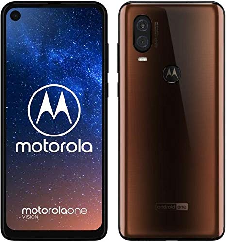 Motorola One Vision - Smartphone Dual SIM da 6,3 pollici, sensore 48 MP, fotocamera da 12 MP + 5 MP, doppia fotocamera da 128 GB/4 GB, Android 9.0, colore: Bronzo + custodia protettiva