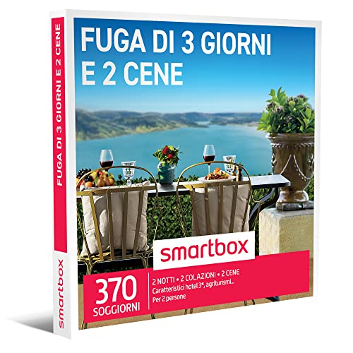 Smartbox - Fuga di 3 Giorni e 2 Cene - Cofanetto Regalo Coppia, 2 Notti con Colazione e 2 Cene per 2 Persone, Idee Regalo Originale