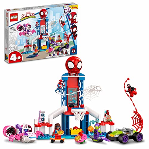 LEGO 10784 Marvel Spidey e i Suoi Fantastici Amici, I Webquarters di Spider-Man, Macchina Giocattolo, Idee Creative, Giochi per Bambini dai 4 Anni