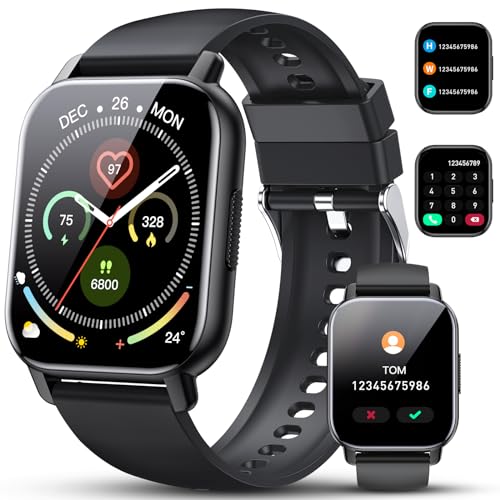 Poounur Smartwatch Uomo Donna con Chiamate e Risposta, 1.85' Orologio Smartwatch Cardiofrequenzimetro Sonno Contapassi, 112 Sportive Orologio Fitness, IP68 Fitness Tracker per Android iOS