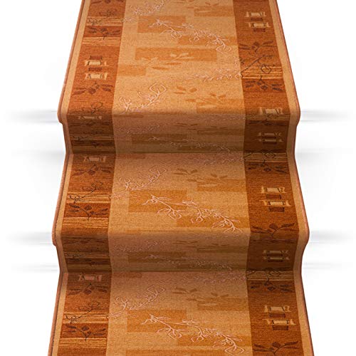 Passatoia/tappeto per scale di grande stile, per scalinata, dotata di sigillo di qualità GUT, prodotto di qualità tedesca, Poliammide, terra, 67 x 350 cm (B x L)