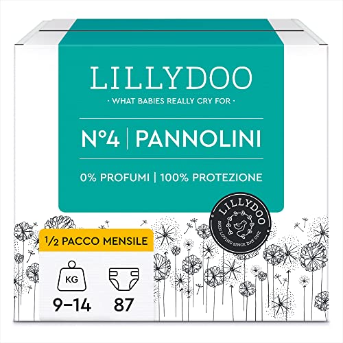 Pannolini ipoallergenici LILLYDOO, taglia 4 (9-14 kg), Confezione da 3 x 29 pannolini (87 pannolini) (FSC Mix)