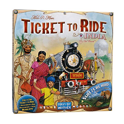 Days of Wonder , Ticket to Ride India Board Game EXPANSION , Ages 8+ , For 2 to 5 players , Average Playtime 30-60 Minutes