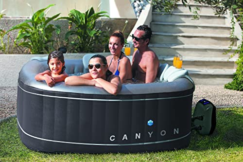 Vasca idromassaggio gonfiabile, con certificazione TÜV, per 4 persone, piscina autogonfiante e riscaldata, per esterni e interni (Canyon, 168 x 168 x 70 cm)