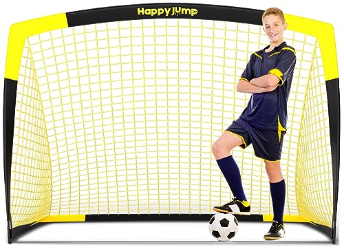 Happy Jump Porta da Calcio Rete da Calcio per Bambini Giardino Allenamento Regalo x1,(5'x3.6', Nero+giallo)