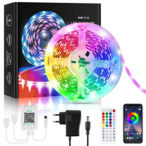 Lxyoug Striscia LED 5 Metri, Bluetooth RGB 5M, Luci camera da letto con Controllo App e Telecomando, Colorate per Decorazioni