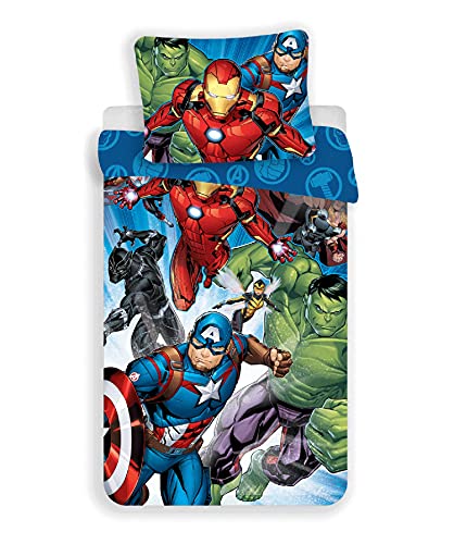 Jerry Fabrics Set di Biancheria da Letto Marvel Avengers Copripiumino 140 x 200 cm e Federa 70 x 90 cm