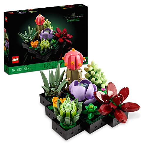 LEGO 10309 Icons Piante Grasse Artificiali, Set per Adulti, Arredamento Casa, Hobby Creativo, Idea Regalo Uomo o Donna, Collezione Botanica per Costruire 9 Piccole Piante, Kit Bouquet di Fiori