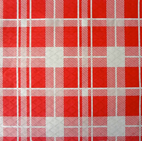 Alfincart Tovaglie di carta - 100 tovaglie monouso in formato cm. 100x100 - Fantasia scozzese rosso e bianco