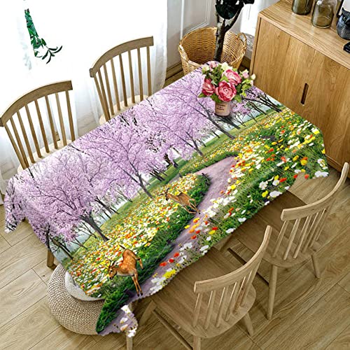Ufilter Tovaglia stampata fiori di ciliegio Tovaglia da tavolo da pranzo resistente all'olio impermeabile per tavolo da casa Mantel Mesa DD5 100x160 cm
