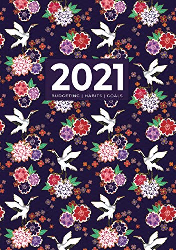 2021 A5 Deluxe Diary | Budgeting | Habits | Goals | Kimono: Week to View Schedule Organiser, Budget Planner, Habit Tracker - UK Holiday Dates (Moon Phases, Vision Board, Motivational & Inspirational)
