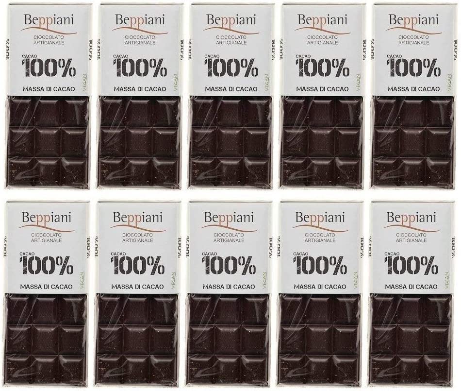 Beppiani 100% Massa di Cacao, Cioccolato Artigianale, vegana, senza zucchero, ricca di antiossidanti, per diete bilanciate – Made in Italy set (10 Tav. Classica)